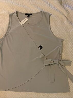 Banana Republic Light Gray Wrap-Front Sleeveless Tank